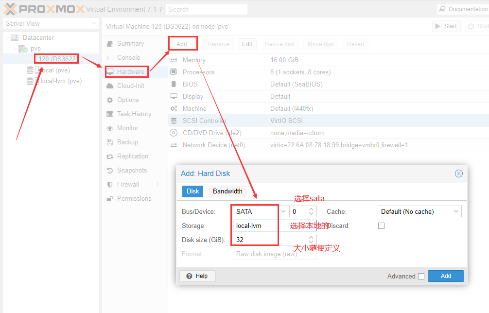 PVE系列教程(五)、安装群晖DS3622+(DSM7.0.1系统)
