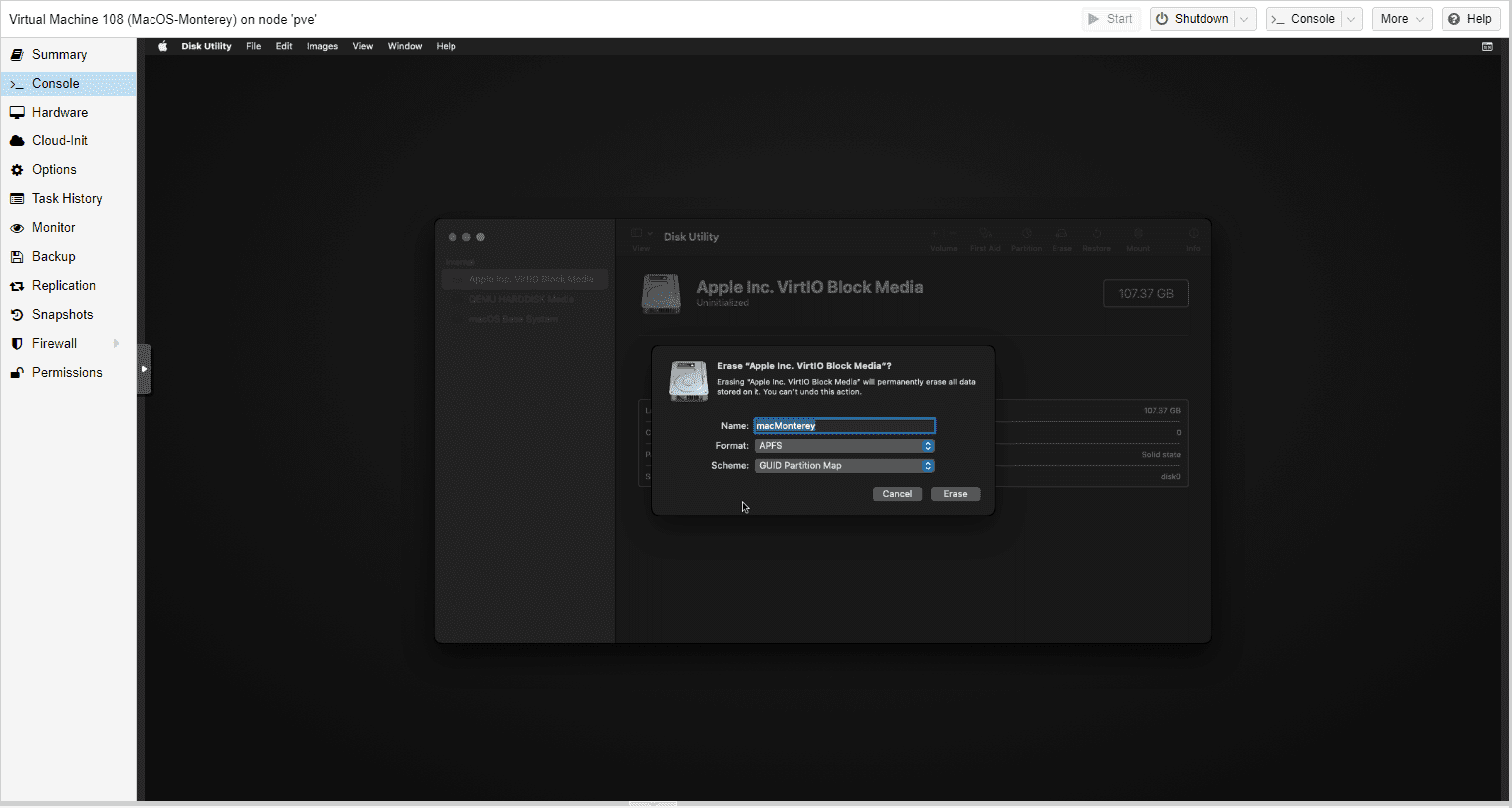 PVE系列教程(十四)、安装黑苹果最新系统MacOS Monterey(BigSur、Monterey通用)