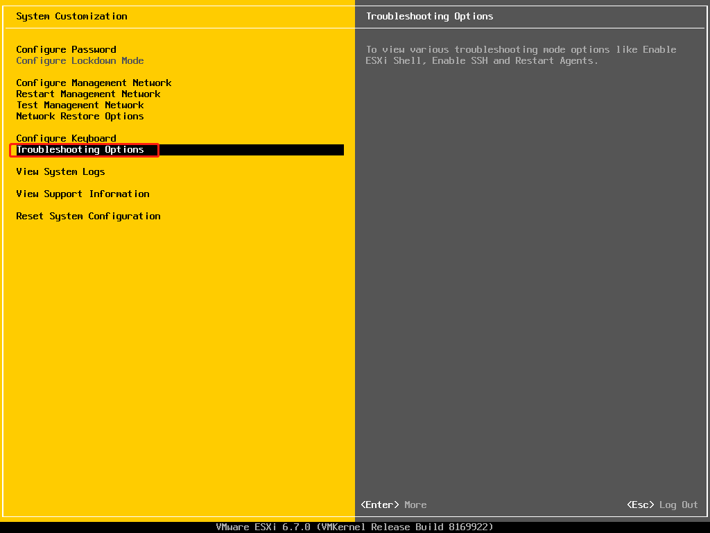 VMware ESXi 6.7主机启用 Shell 及 SSH 服务