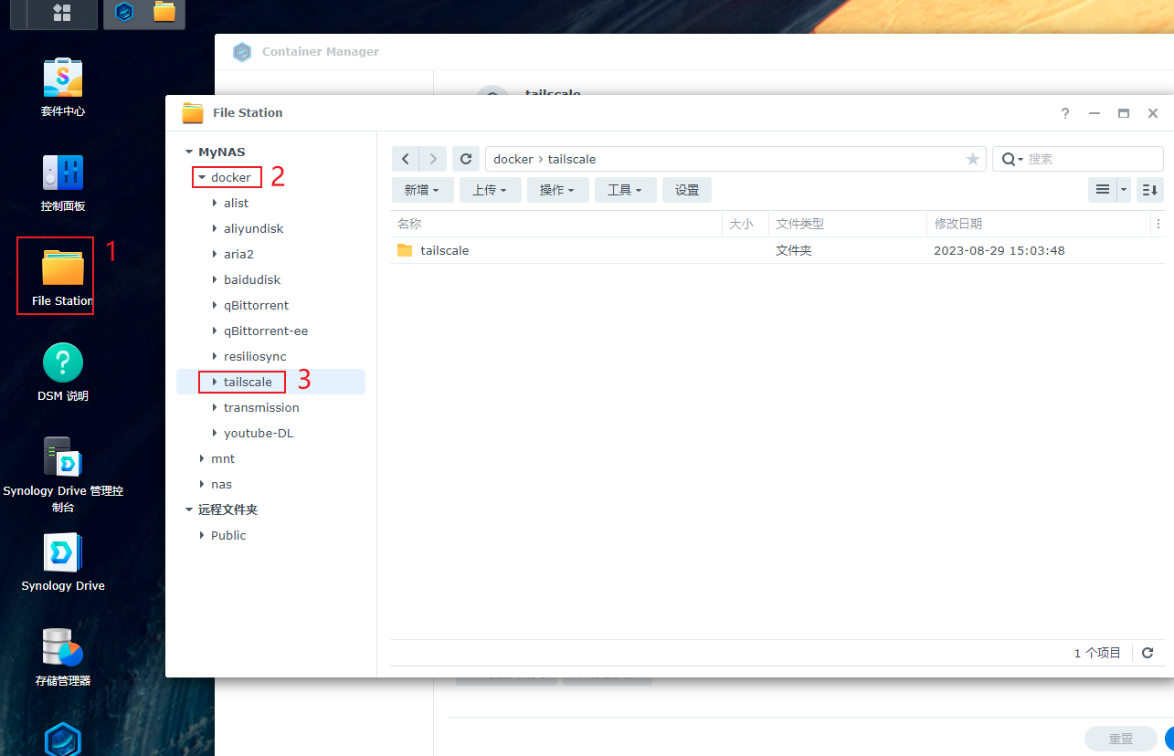 群晖DOCKER安装TAILSCAL内网穿透工具